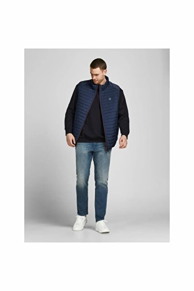 Jack & Jones Plus Men's Navy Blue Jjemulti Bodywarmer Collar Noos Pls Plus Size Vest 12205347-Navyblaze
