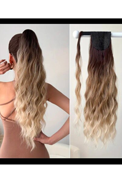Handmade Klipsli at kuyruğu uzatma saç,Uzun su dalgalı at kuyruğu saç