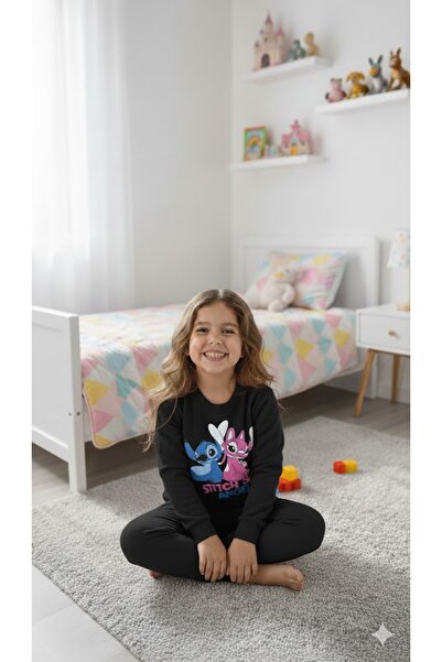 KOKOŞ BEBEK Stitch Angel Printed Girls' Tracksuit Set - 3/10 Years Old - 31568