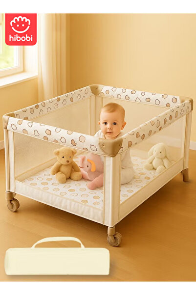 Aurlar سرير أطفال قابل للطي وساحة لعب محمولة 2 في 1 - سرير سفر مع مرتبة (من ح...