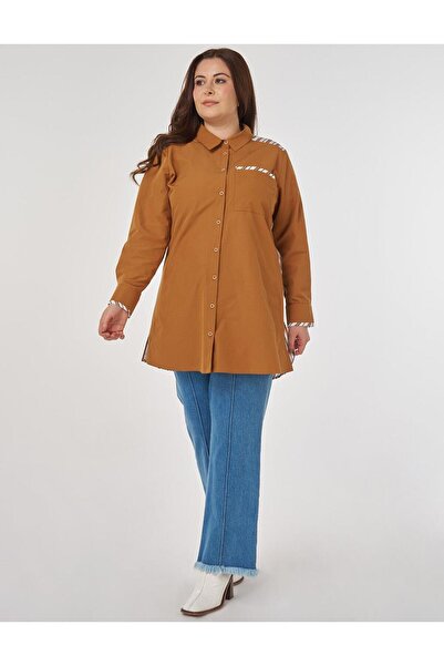 Kayra Stripe Pattern Cotton Tunic Biscuit