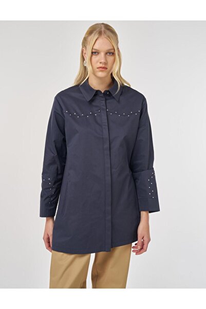 Kayra Trok Printed Cotton Tunic Dark Navy Blue