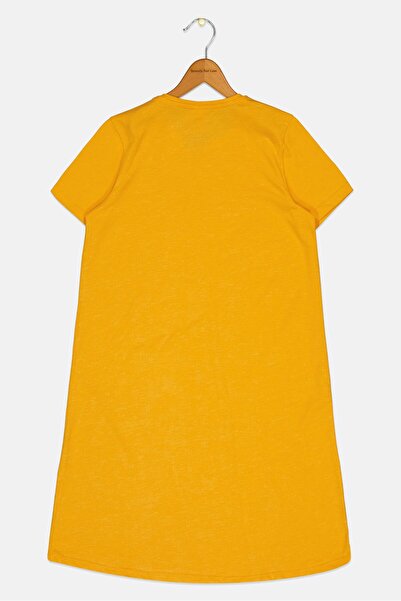 Zivame Winnie The Pooh X Kids Girl Graphic Print Short Sleeve Sleeping Dress, Yellow