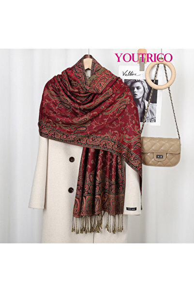 Youtrico Women Double-sided scarf,exotic style scarf,paisley tassel design