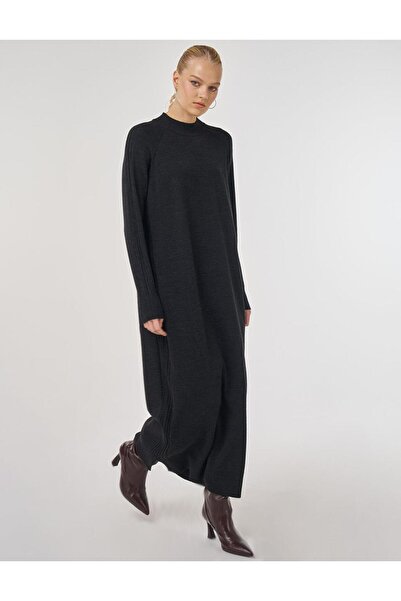 Kayra Reglan Sleeve Knitwear Dress Black