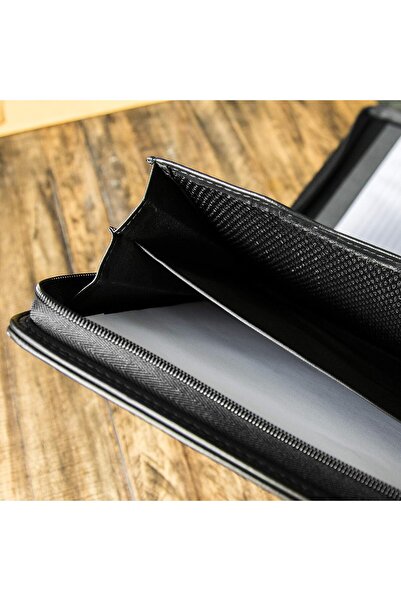 Generic COSSINI Vegan Leather Zipper Business Portfolio — 10.1" Tablet Organizer with Solar Calculator