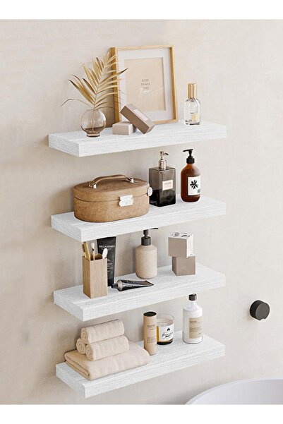 Generic 4Pcs White Floating Wall Shelves Wall Mounted Storage Rack