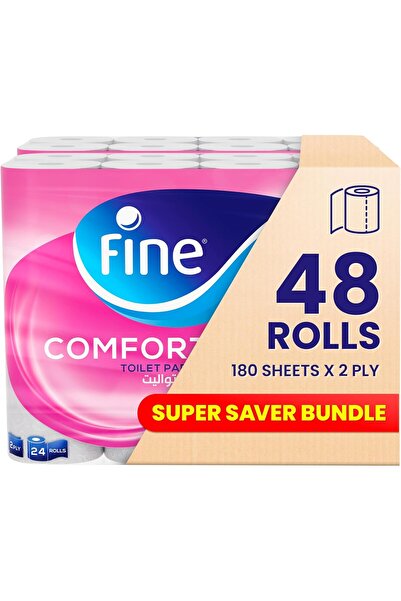 FINE ورق تواليت كومفورت، 180 ورقة، طبقتين، عبوة من 48 لفة