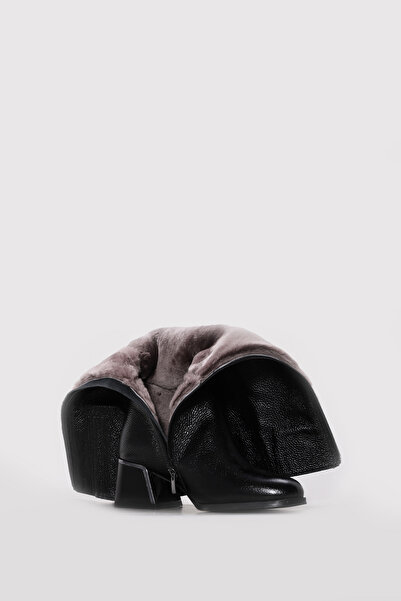 FAST STEP Genuine Leather & Fur Women's Wedge Heel Boots 064Kza267