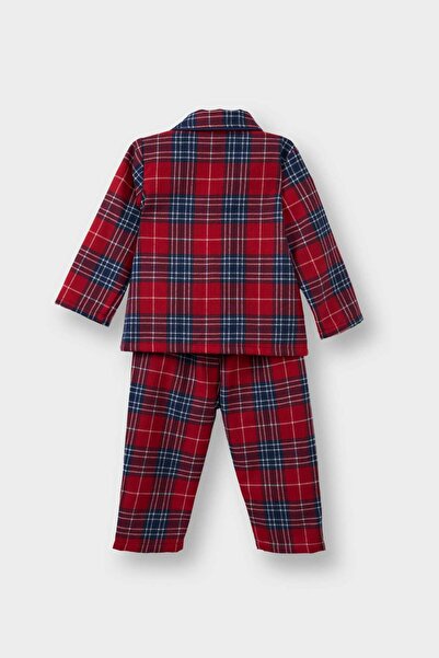 DeFacto Baby Boy Pajamas Woven Checkered Long Sleeve Flannel Top Long Bottom G4983A525Wn
