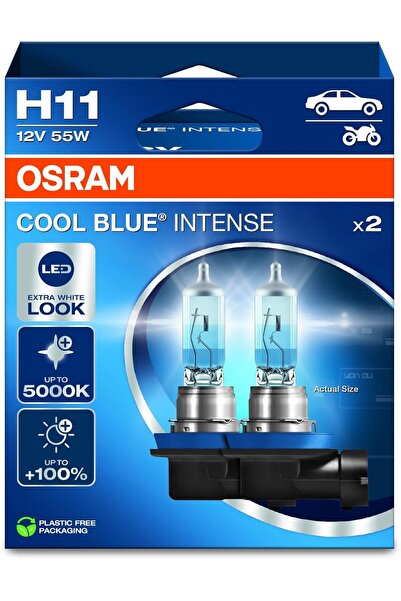 Osram Cool Blue Intense H11، سطوع +100%، حتى 5000 كلفن، هالوجين (مصباحان)