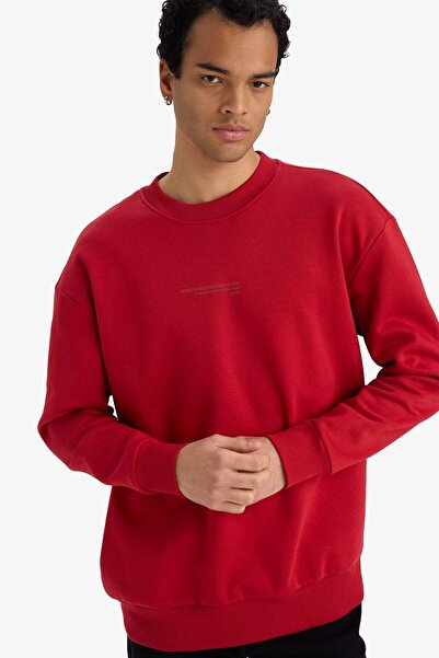 DeFacto Boxy Fit Crew Neck Soft Fleece Printed Sweatshirt X8282Az25Au