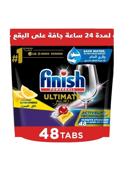 Finish Powerball Ultimate All in One Dishwasher Detergent, Lemon Sparkle Scent, 48 Tabs