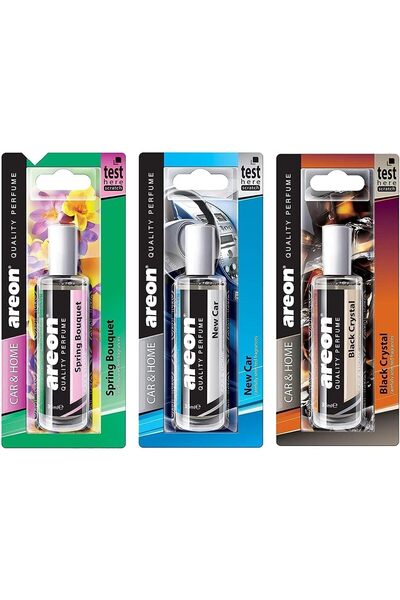 Areon - Air Freshner Perfumes 35 ml Collection (Black - New Car - Spring) - (Pack of 3)