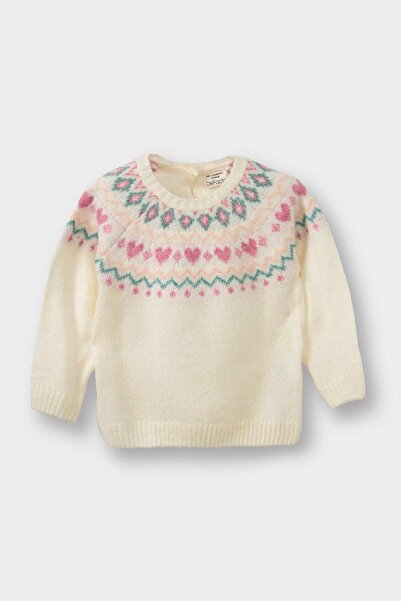 DeFacto Baby Girl Crew Neck Patterned Knitwear Sweater A5672A525Au