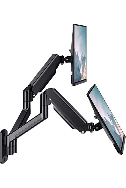 WALI حامل شاشة مزدوج على الحائط للشاشات من 17 إلى 32 بوصة، ذراع زنبركي غازي (...