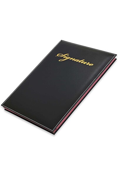 Generic Black Signature/Guest Book - Mixed Leather Cover, 18 Sheets, Gift Box, 240×340 mm - FSCL3502