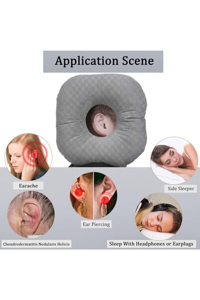 AZONEE Ear Piercing Pillow for Side Sleepers (O-Shaped, Adjustable)