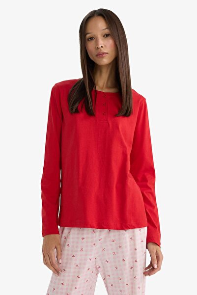 DeFacto Pajama Set Regular Fit Long Sleeve Top Patterned Long Bottom-Fall in Love G1531Ax25Wn