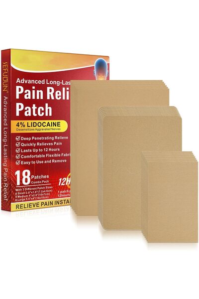 AZONEE 18 PCS Heat Patches with 3 Patch Sizes - Elastic Stretchable Back/Shoulder/Neck/Knee Adhesive