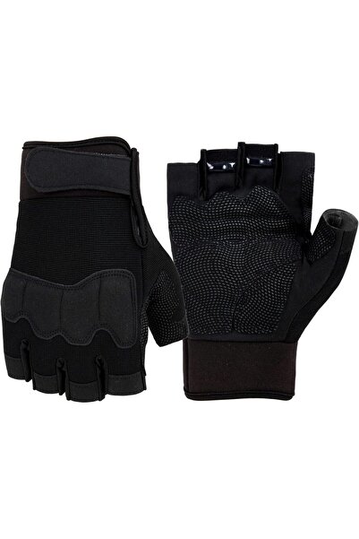 NALACAL قفازات ركوب الدراجات الجبلية المبطنة بنصف الأصابع (أسود، متوسط)