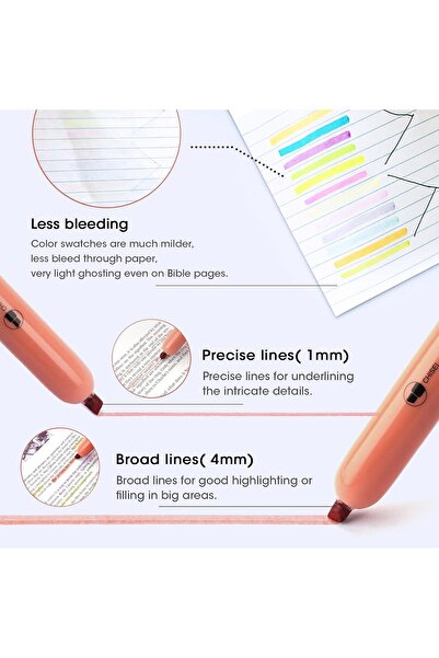Writech Retractable Highlighters - 6 Vintage Multicolor Chisel Tip (Smear-Free)