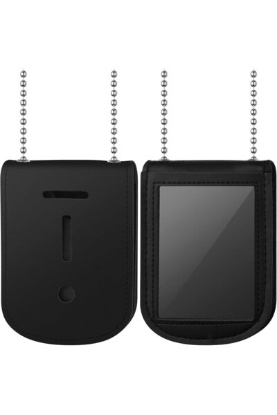 Generic حامل شارة جلدي للرقبة من Sadny - حامل بطاقة هوية للشرطة/الأمن (مستطيل)