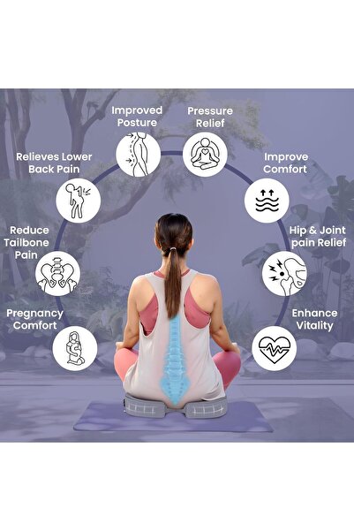 genernic Medical Memory Foam Coccyx Seat Cushion - 45.7×35.6×7.6 cm, Blue Gray