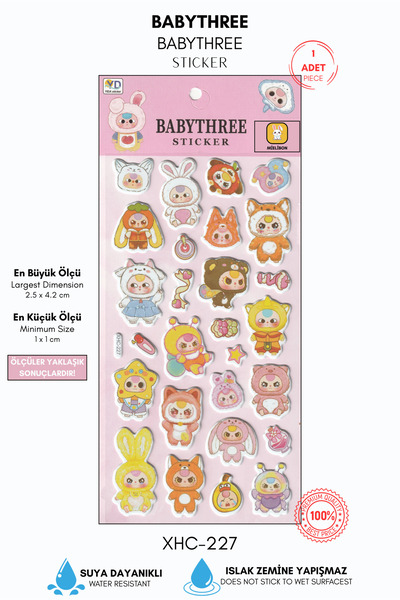 Mielibon Mini Kostüm Friends Kabartmalı Sticker – Pastel Premium Çocuk Çıkart...