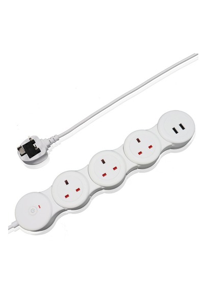 FlashHawk سلك تمديد شريط الطاقة البريطاني القابل للتعديل بأربعة منافذ مع منفذ...