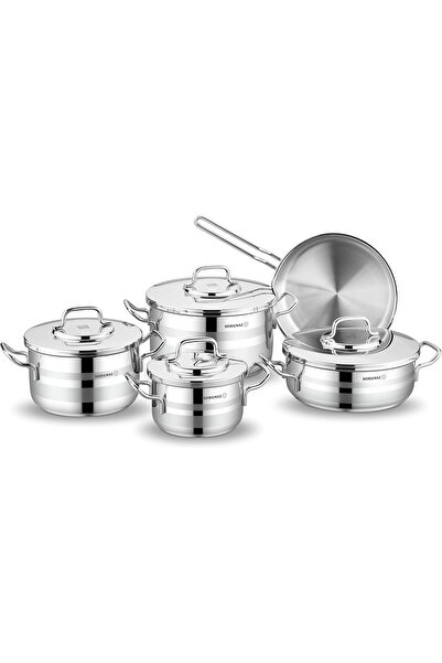 KORKMAZ Astra Stainless Steel Pot Set 9-Pieces