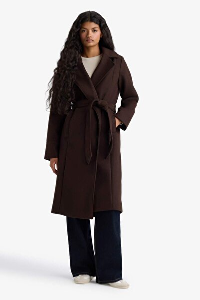 DeFacto Regular Fit Belted Cashmere Coat F1207Ax25Wn