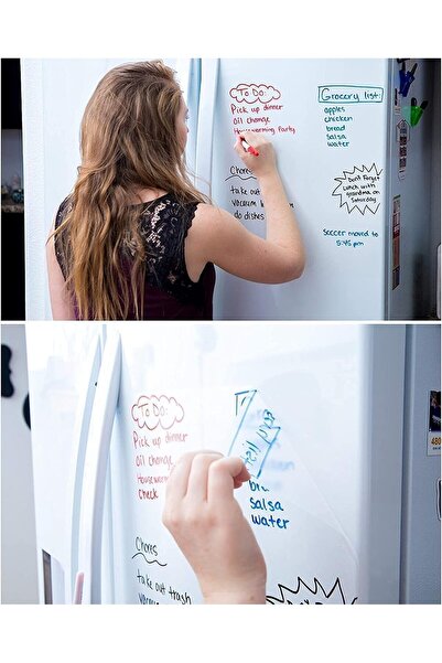 Generic Clear Adhesive Dry-Erase Sticker with 3 Dry-Erase Markers and Transparent White Film for Fridge and