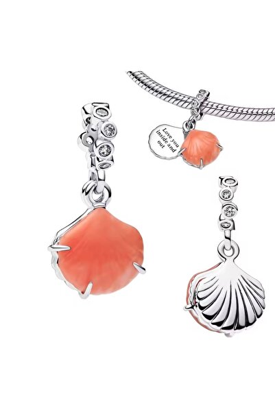 Hector&Co. Jewellery Gümüş Mercan Renkli Çift Sallantılı Deniz Kabuğu Charm