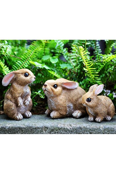 Generic مجموعة ديكورات أرنب خارجية من Lejifo، مكونة من 3 قطع - تماثيل أرنب لل...