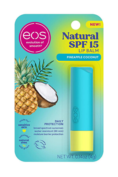 Eos مرطب شفاه بعامل حماية من الشمس 15 - اناناس وجوز الهند، حماية يومية، مقاوم...