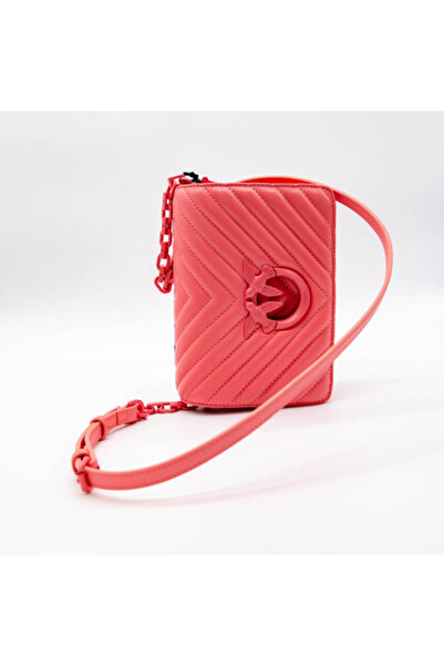 PİNKO Love Click Mini Messenger Bag - Pink Nappa Leather