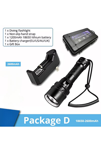 Choice مصباح يدوي للغوص فائق السطوع L2-LED-Brighter 8773 ذو التركيز الثابت - 2600 مللي أمبير، مقاوم للماء بدرجة IP68