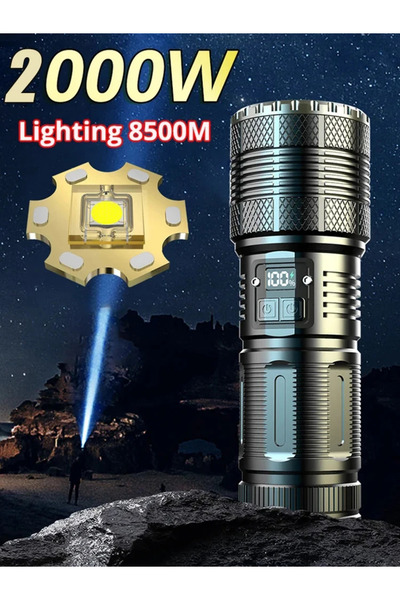 Choice مصباح يدوي X51 طراز B 10000M LED قابل لإعادة الشحن بمنفذ USB C بقوة 8000 وات ومصباح يدوي بقوة 99000000000 لومن