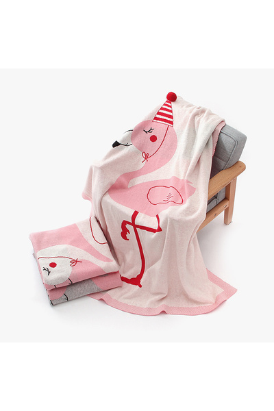 Ominii Baby swaddle blanket, 3D flamingo blanket, air conditioning blanket, children's knitted blanket