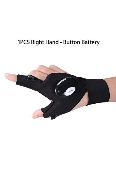 Choice قطعة واحدة من مصباح LED يدوي ببطارية يمين، قفازات صيد بدون أصابع مع حز...