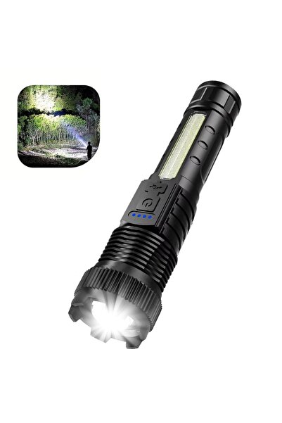Choice ZOOM 1PCS Powerful LED Zoom Flashlight Telescopic Tactical Torch Type-C Rechargeable Lamp Red Blue D