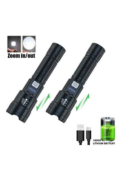 Choice مصباح يدوي LED عالي الطاقة 1200 مللي أمبير في الساعة، قطعتان، قابل لإعادة الشحن عبر USB، مصباح طوارئ قابل للتكبير والتصغير للاستخدام في الهواء الطلق