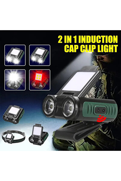 Choice G11 black Sensor COB LED Headlamp Cap Clip Light USB Rechargeable Head Flashlight Built-in Battery H