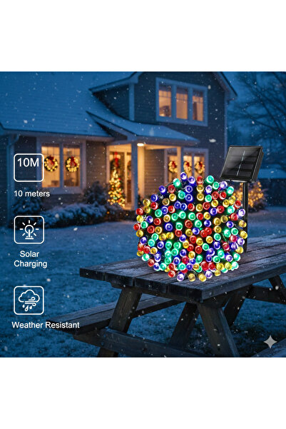 OBSIDION Solar Multicolor String Lights 10m, 100 LEDs