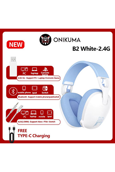 Choice WHITE 2025 New Onikuma B2 Wireless Gaming Headset For PS5 PS4 PC 2.4GHz USB Game Headphones With Mi