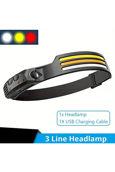 Choice مصباح أمامي COB متعدد الوظائف أبيض أصفر أحمر 6000 كلفن LED مصباح رأس شريطي ضوء عمل 5 أوضاع