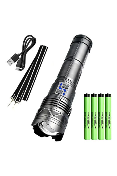 Choice مصباح يدوي LED فائق السطوع بقوة 99000000 لومن مع بطارية GT60 بقدرة 100 وات ومدى طويل ومصباح قوي من النوع c