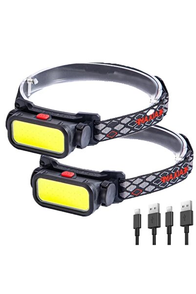 Choice 2pcs Portable Powerful LED Headlamps 4 Modes USB Rechargeable COB Headlight with Red Light Waterproo
