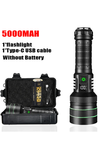 Choice SET 1000000LM Powerful Flashlight Type-C Rechargeable LED Torch Use 26650 Battery Emergency Supply f